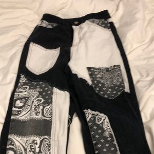 White and black hippy baggy jeans